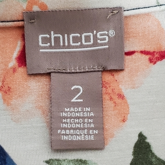 CHICO'S LIGHTWEIGHT JACKET BLUE FLORAL INTERIOR WOMEN SIZE 2 LARGE ONE BUTTON - Picture 8 of 15
